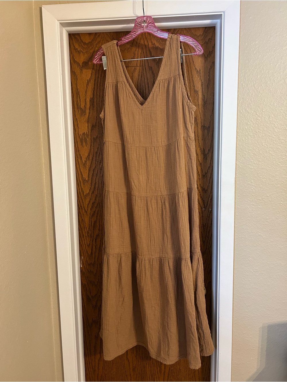 Quince Camel Tiered Maxi Dress